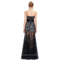 Grace Karin Fashion Strapless Long Black Sequins Vestidos de noite CL6026